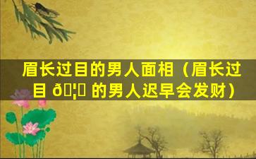 眉长过目的男人面相（眉长过目 🦟 的男人迟早会发财）